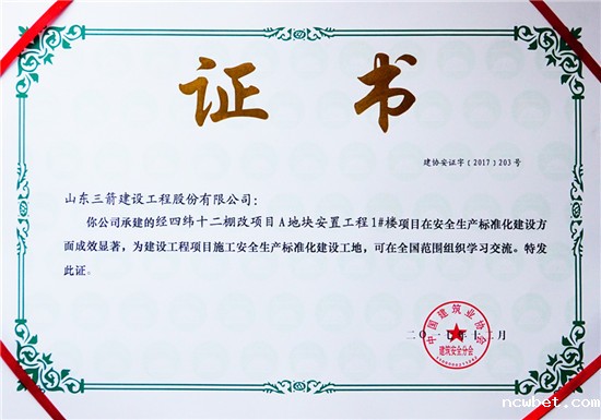 点点taptap国际经四纬十二棚改项目1号楼获评国家AAA级建设工程项目施工安全生产标准化工地